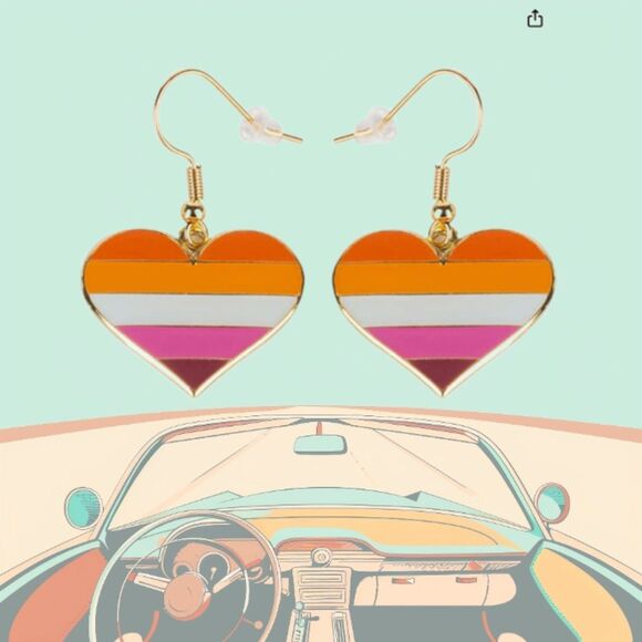 Groovy HEART Earrings With a 60s 70s Vibe - Picture 1 of 3